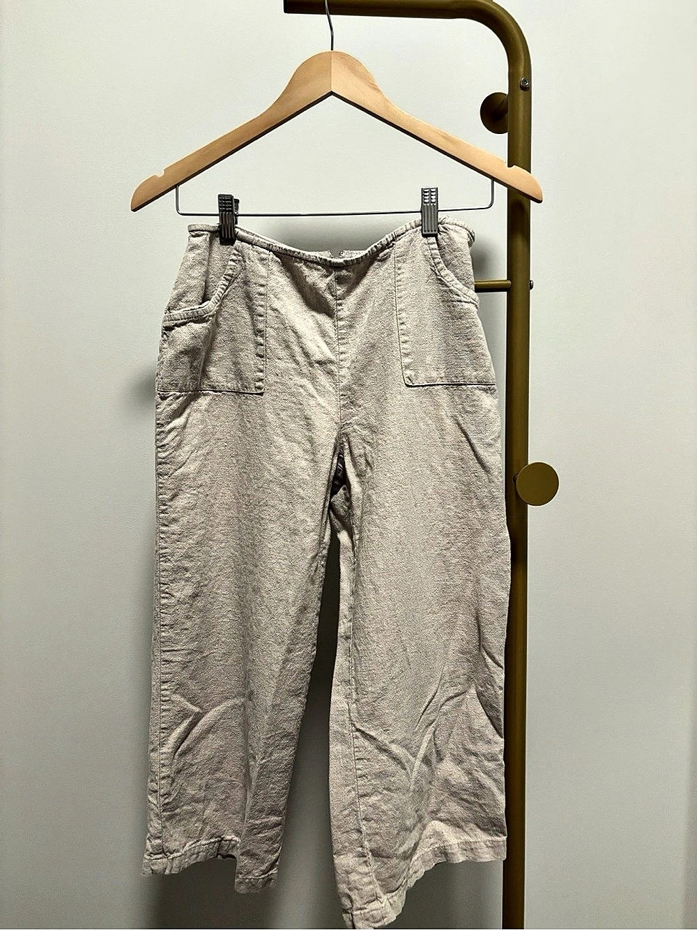 Beechers Cream Linen Straight Leg Pants Size 10